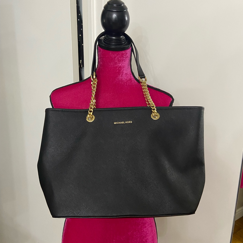 Michael Kors Black Jet Set Chain Laptop Tote Nwt